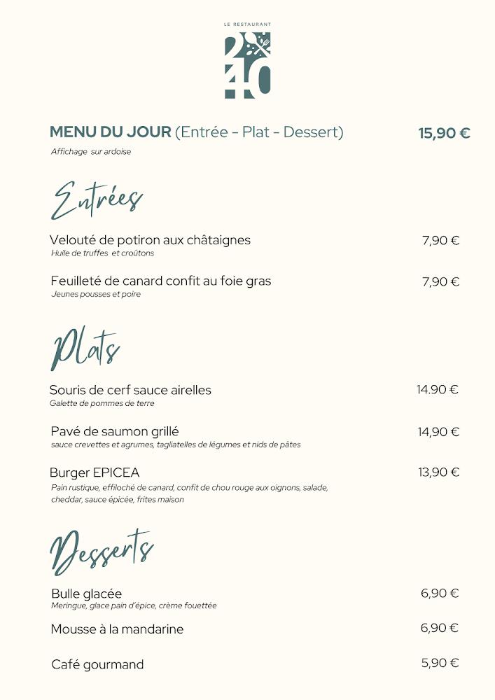 Restaurant le 240 - Menu Image 1